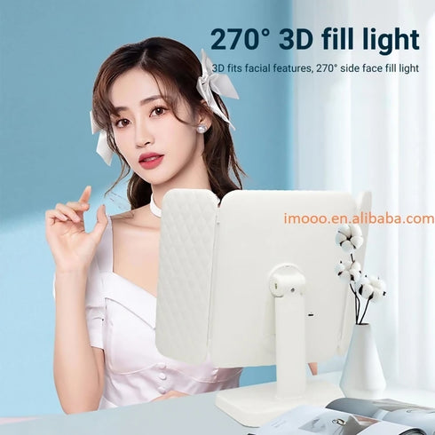 Foldable Rechargeable Adjustable Angle Smart Makeup Mirror
